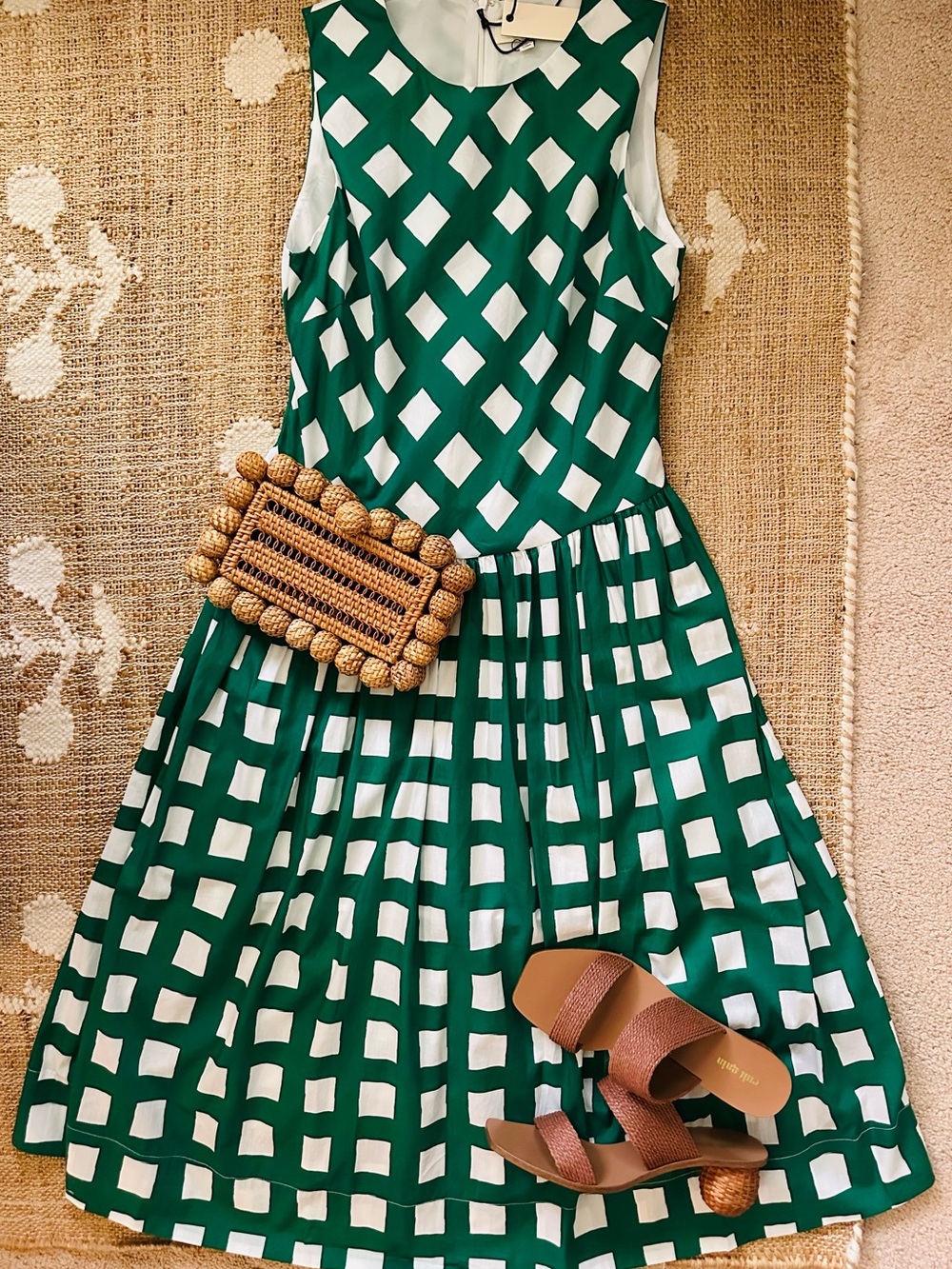 LOVE LOVE LOVE!! π€ππ€π NWT Green Gingham Lattice Fit & Flare Dresses Sz S M L - Picture 7 of 8